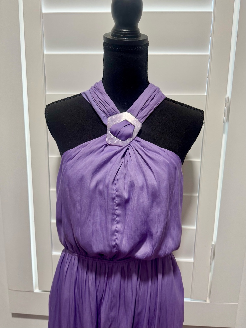 Elegant Lavender Halter Jumpsuit with Decorative Buckle by Do+Be